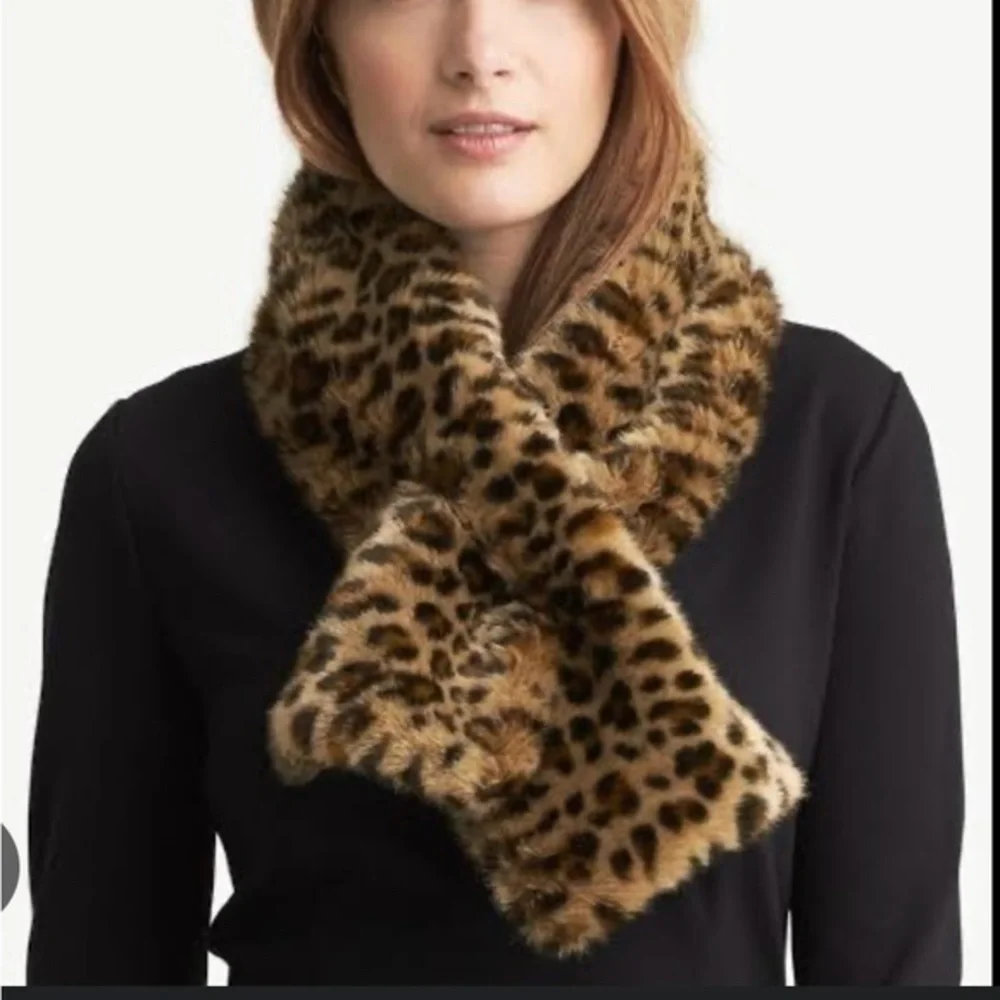 Calvin Klein Leopard Print Faux Fur Scarf
